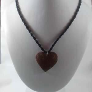 Heart-Shaped Coconut Shell Pendant