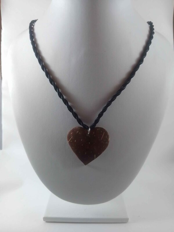 Heart-Shaped Coconut Shell Pendant