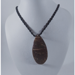 Oval Coconut Shell Pendant – Eco-Friendly Jewelry