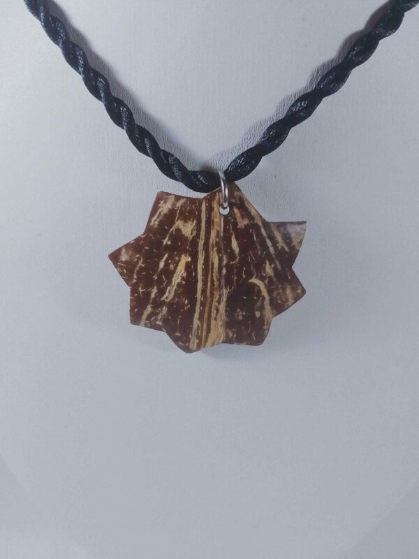 Octagram Coconut Shell Pendant – Handcrafted & Eco-Friendly