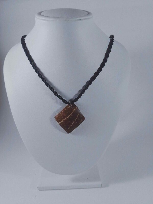 rectangle-shaped coconut shell pendant